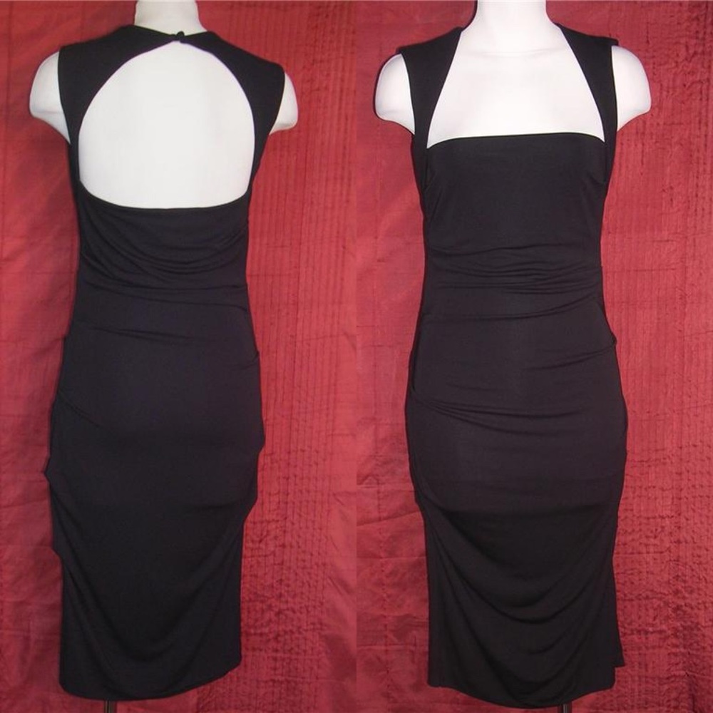 NICOLE MILLER SEXY OPEN BACK BLACK STRETCH JERSEY DRESS LARGE & MEDIUM